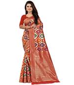Red Woven Banarasi Saree With Blouse