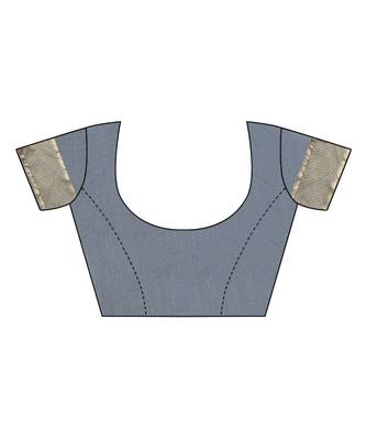 Grey Woven Banarasi Saree With Blouse 3
