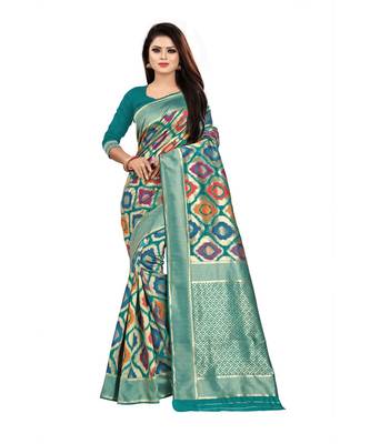 Green Woven Banarasi Saree With Blouse 1