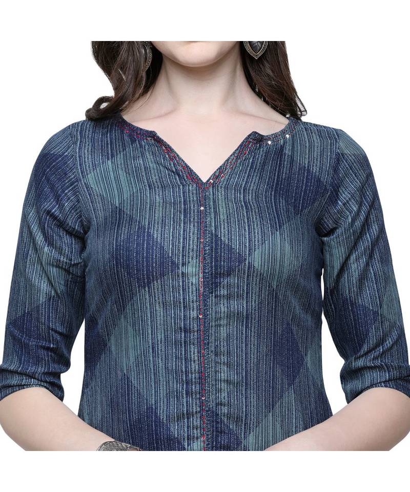 Green Twill Rayon Kurti