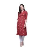 Red Lafer Cotton Kurti