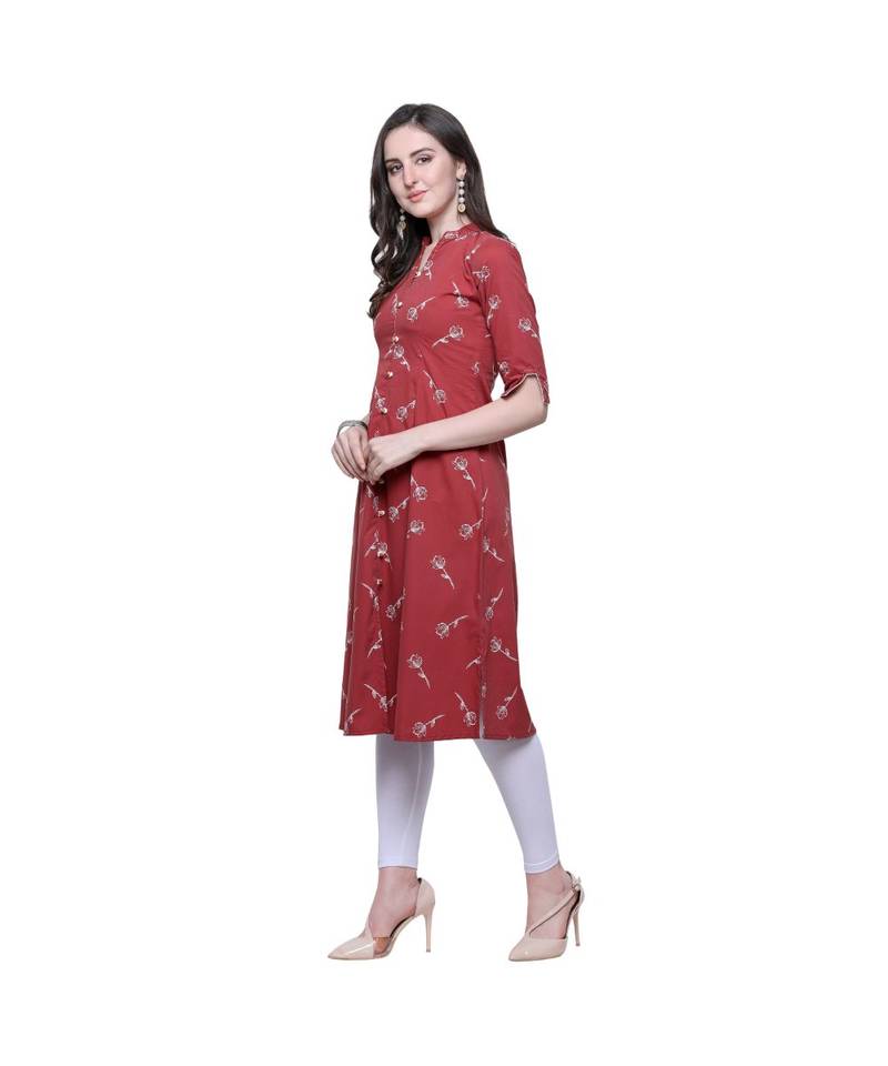 Red Lafer Cotton Kurti