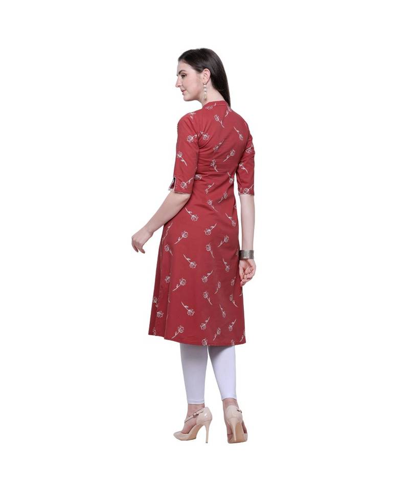 Red Lafer Cotton Kurti