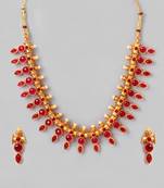 Gold Plated & Pink Kundan Stone Necklace Set
