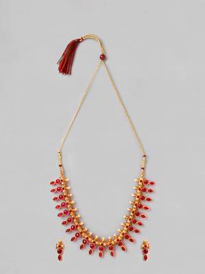Gold Plated & Pink Kundan Stone Necklace Set 3