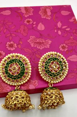Gold Plated Designer Meenakari  Jhumka 3