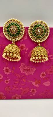 Gold Plated Designer Meenakari  Jhumka 4