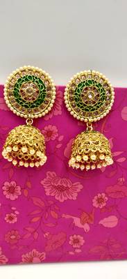 Gold Plated Designer Meenakari  Jhumka 5