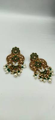Green And Gold Plated  Meenakari Earrings 5