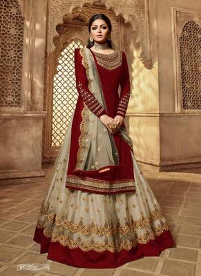 Maroon Embroidered Georgette Salwar 1