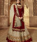 Maroon Embroidered Georgette Salwar