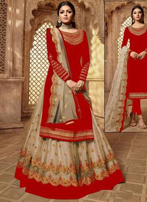 Red Embroidered Georgette Salwar 1