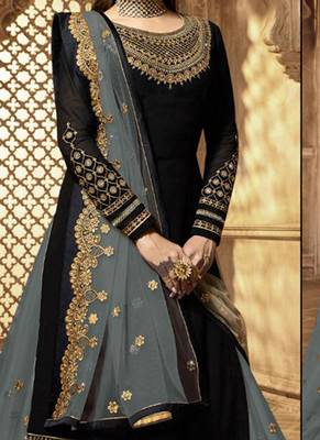 Black Embroidered Georgette Salwar 2