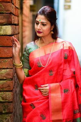 Pink raw silk saree 2