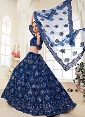 Indigo Designer Wedding Wear Embroidery Lehenga 2