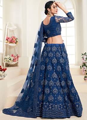 Indigo Designer Wedding Wear Embroidery Lehenga 3