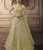 Lime Designer Wedding Wear Embroidery Lehenga