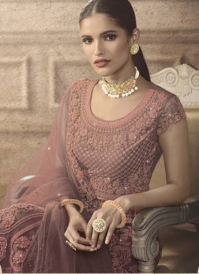 Dark Onion Pink Designer Wedding Wear Embroidery Lehenga 4