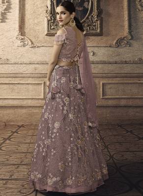 Dark Onion Pink Designer Wedding Wear Embroidery Lehenga 2