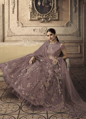 Dark Onion Pink Designer Wedding Wear Embroidery Lehenga 3