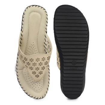 cream solid casual synthetic flats 4