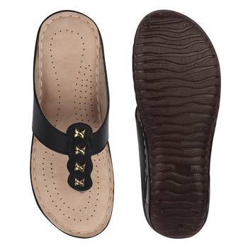 black solid casual synthetic flats 3
