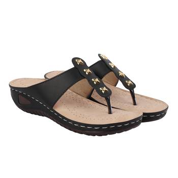 black solid casual synthetic flats 4