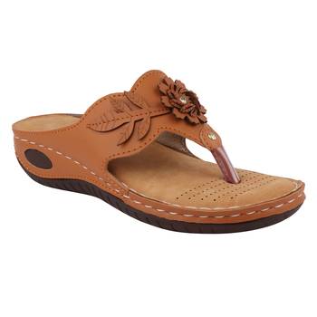 brown solid casual synthetic flats 1