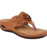 brown solid casual synthetic flats