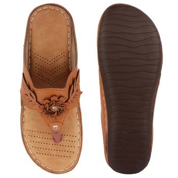 brown solid casual synthetic flats 3