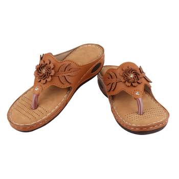 brown solid casual synthetic flats 4