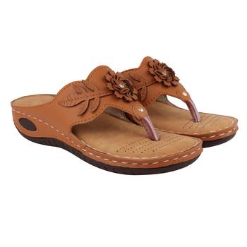 brown solid casual synthetic flats 5
