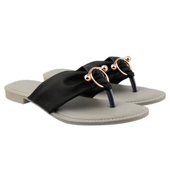 black solid casual synthetic flats 4