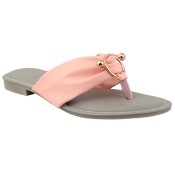pink solid casual synthetic flats 1