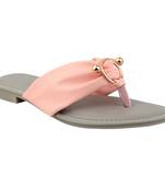 pink solid casual synthetic flats