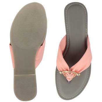 pink solid casual synthetic flats 4