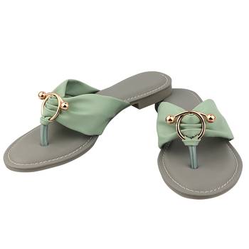 teal solid casual synthetic flats 3
