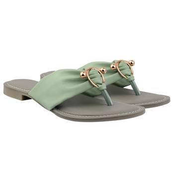 teal solid casual synthetic flats 4