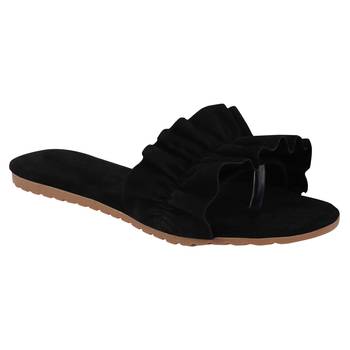 black solid casual synthetic flats 1