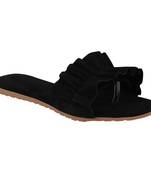 black solid casual synthetic flats