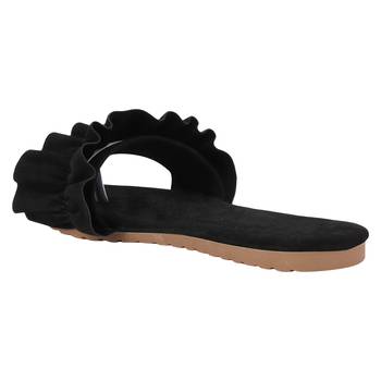 black solid casual synthetic flats 2