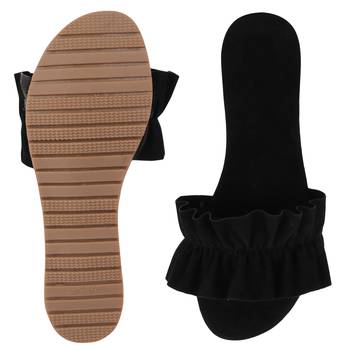 black solid casual synthetic flats 3