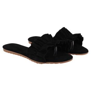 black solid casual synthetic flats 4
