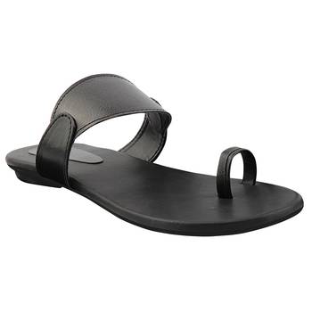 black solid casual synthetic flats 1