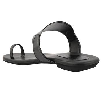 black solid casual synthetic flats 2