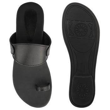 black solid casual synthetic flats 3
