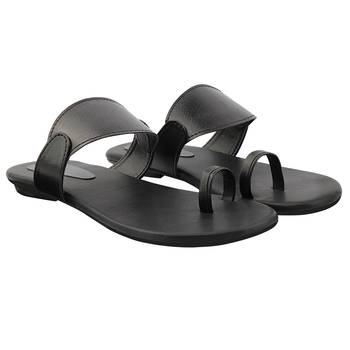 black solid casual synthetic flats 4