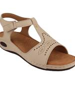 cream solid casual synthetic flats