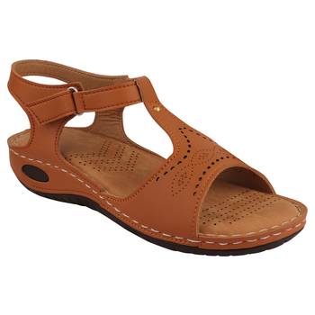 brown solid casual synthetic flats 1