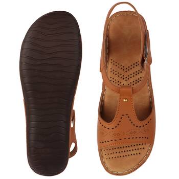 brown solid casual synthetic flats 3